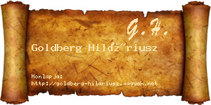 Goldberg Hiláriusz névjegykártya